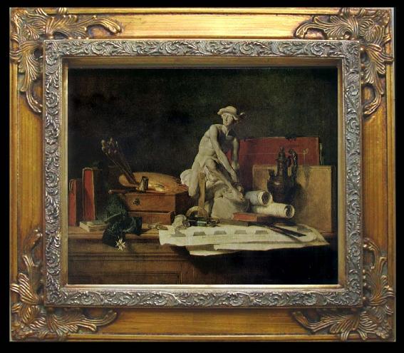 framed  Jean Baptiste Simeon Chardin Still life with the Attributes  of Arts, Ta061